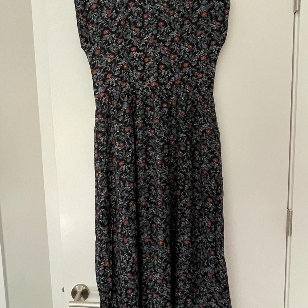 Madewell Navy Floral Cap-sleeved Vintage Summer Dress - Picture 3 of 5